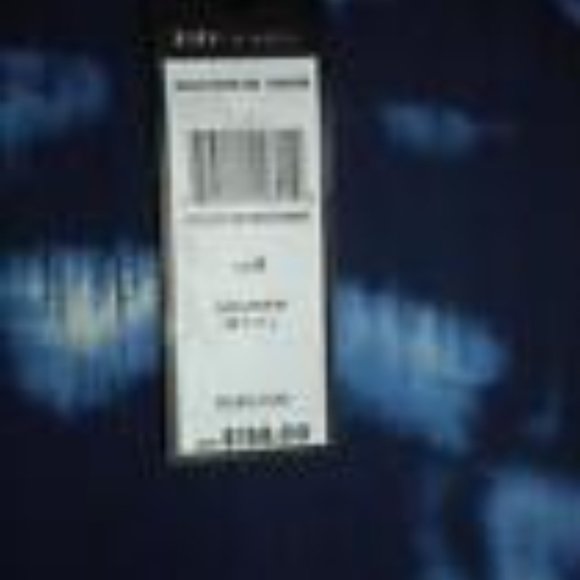 BCBG MAX AZRIA MS SIZE SMALL DARK INK COMBO SPLIT NECK CHIFFON PEASANT BLOUSE - Picture 9 of 9